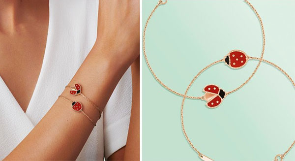Van Cleef & Arpels 梵克雅寶 Lucky Spring手鏈，玫瑰金、紅玉髓及縞瑪瑙