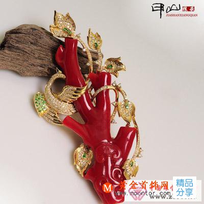 珊瑚為珠寶制作原料的:梧桐棲鳳