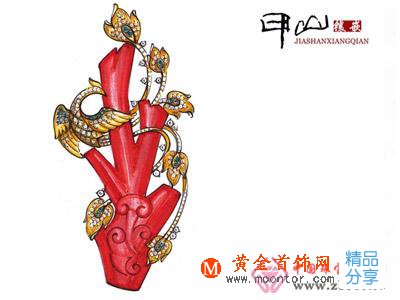 珊瑚為珠寶制作原料的:梧桐棲鳳