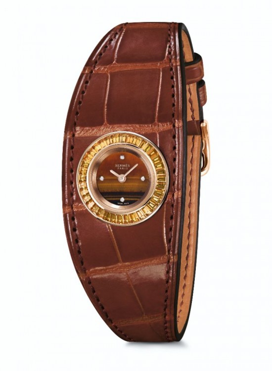 愛馬仕(Hermès)Faubourg Manchette Joaillerie皮革手鐲腕表-時尚珠寶設計【行業頂級】