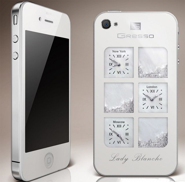 Gresso：Lady Blanche iPhone 4水晶鉆石限量手機-珠寶首飾展示圖【行業經典】