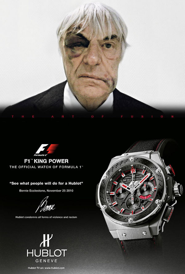 F1掌門人呈現創意絕妙的HUBLOT宇舶表廣告-珠寶首飾展示【行業精選】