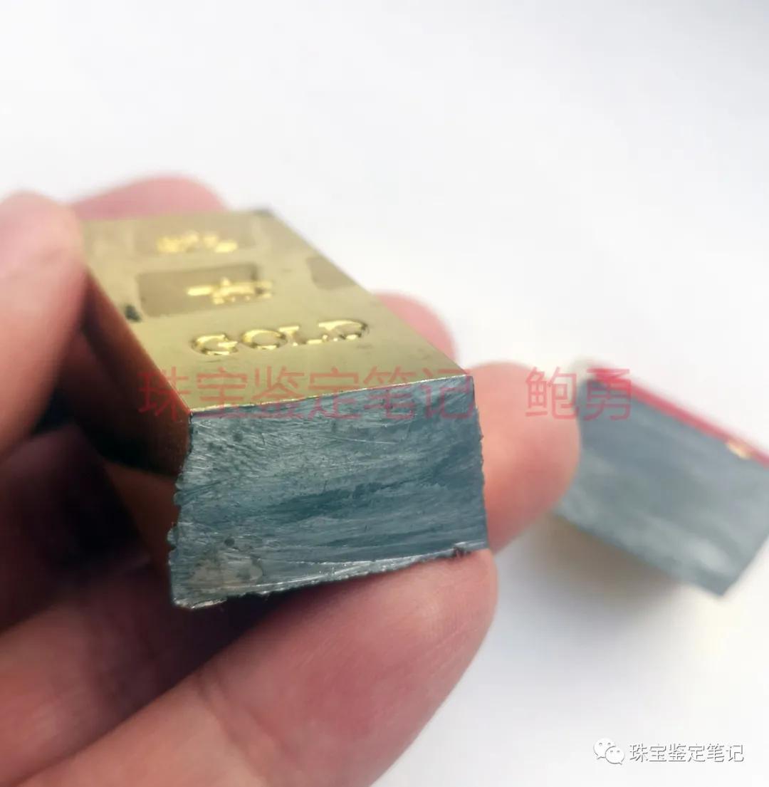 檢測案例:金燦燦、黃澄澄的大金條子切開竟然是“白瓤”!假金銀器都長啥樣啊?